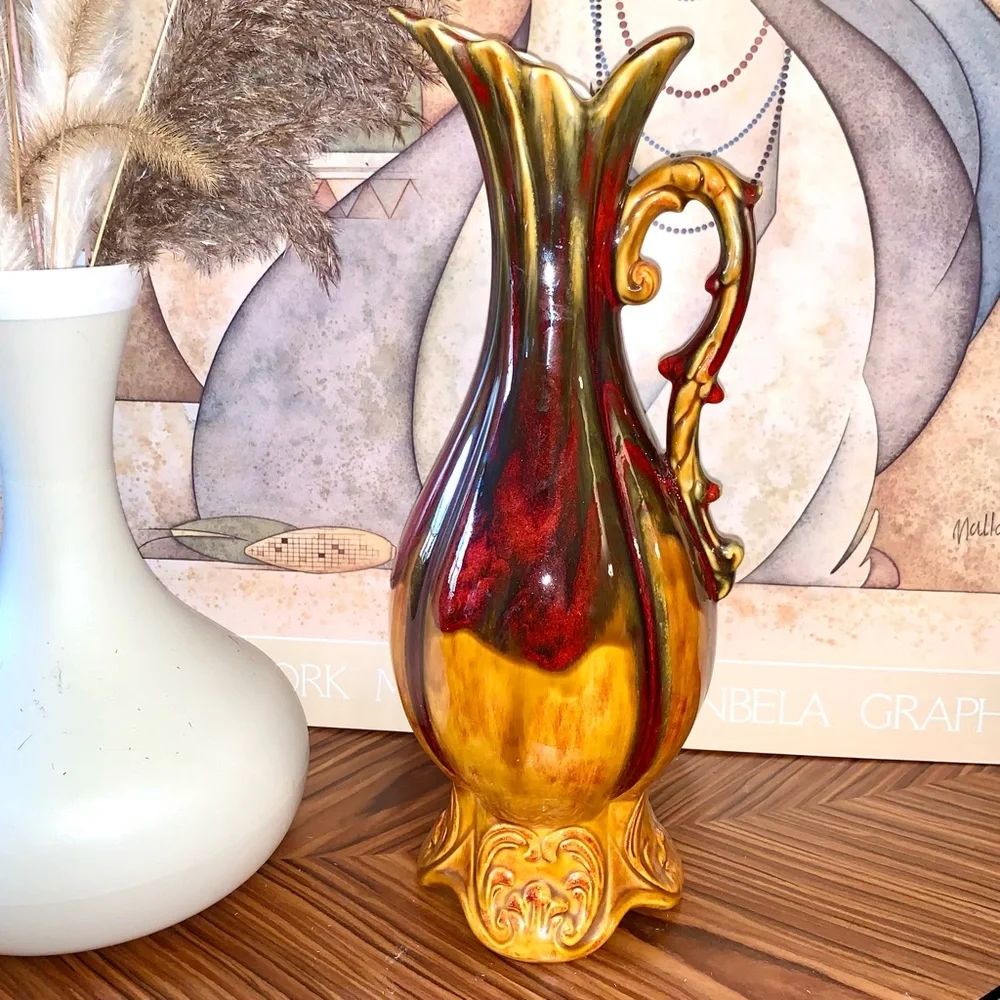 v i n t a g e :: Tall Midcentury Modern MCM Drip Vase Pottery Pitcher - Picture 5 of 15